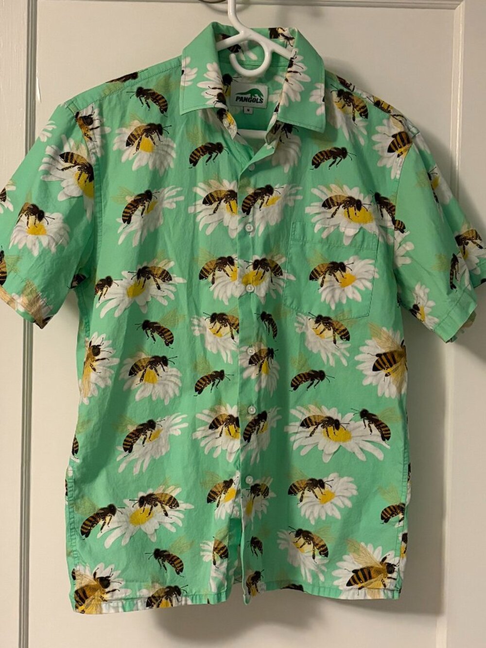 Pangols bee daisy flower printed button up size medium gorpcore colorful whimsy